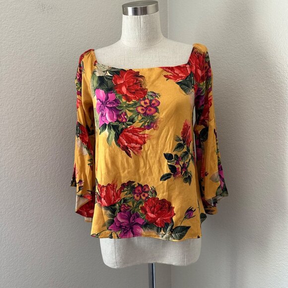 Alice + Olivia Shera Pullover Off Shoulder Blouse Trumpet Sleeve Contemporary Fi - Picture 3 of 13